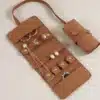 Small Jewellery Roll In Brown