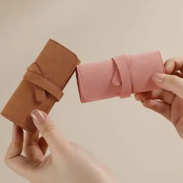 Small Jewellery Roll In Brown - Image 3