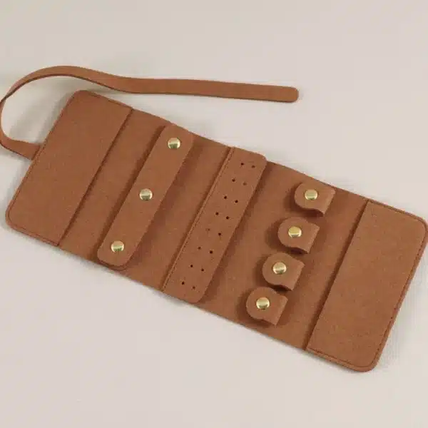 Small Jewellery Roll In Brown - Image 2