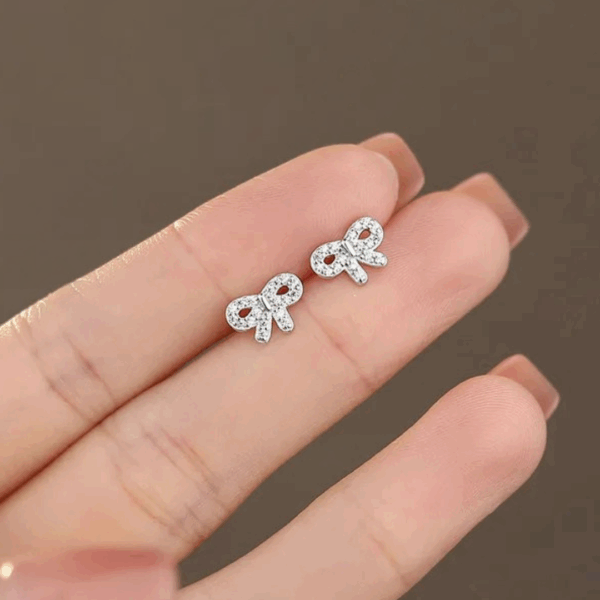 Sparkly Zircon Bow Studs