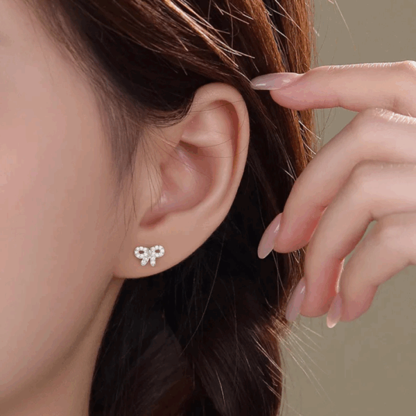 Sparkly Zircon Bow Studs - Image 2