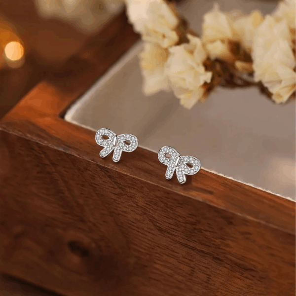 Sparkly Zircon Bow Studs - Image 3