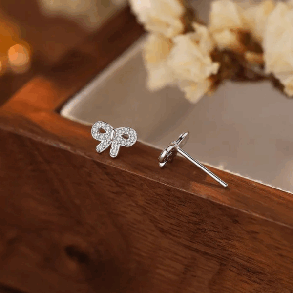 Sparkly Zircon Bow Studs - Image 5