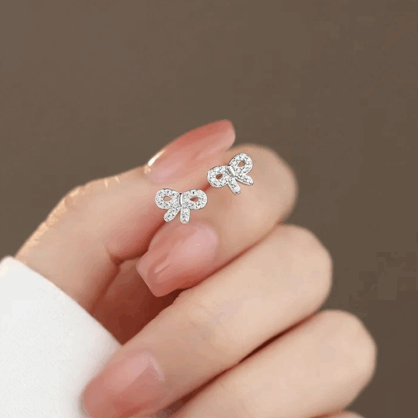 Sparkly Zircon Bow Studs - Image 4