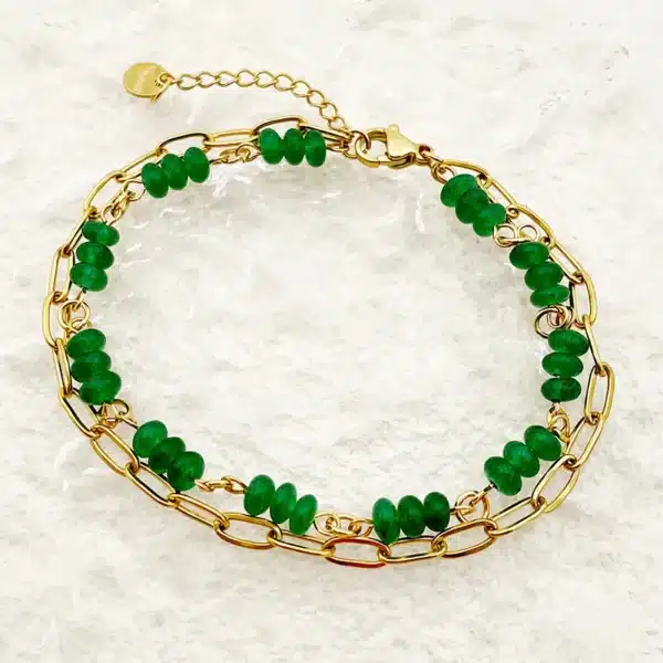 Unique Green & Gold Beaded Bracelet
