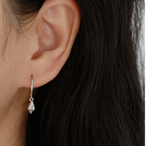 Alternative view of Shell Hoop Earrings In Sterling Silver