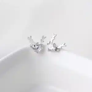 Christmas Antler Earrings In Sterling Silver