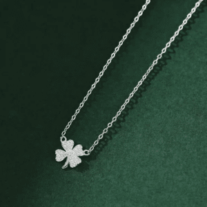 Sterling Silver Sparkly Clover Necklace
