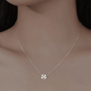 Alternative view of Sterling Silver Sparkly Clover Necklace