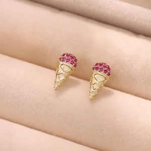 Gold Ice Cream Cone Studs