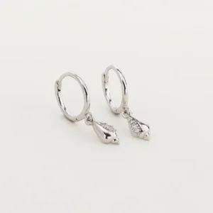 Shell Hoop Earrings In Sterling Silver