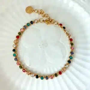 Rainbow Stone Gold Bracelet