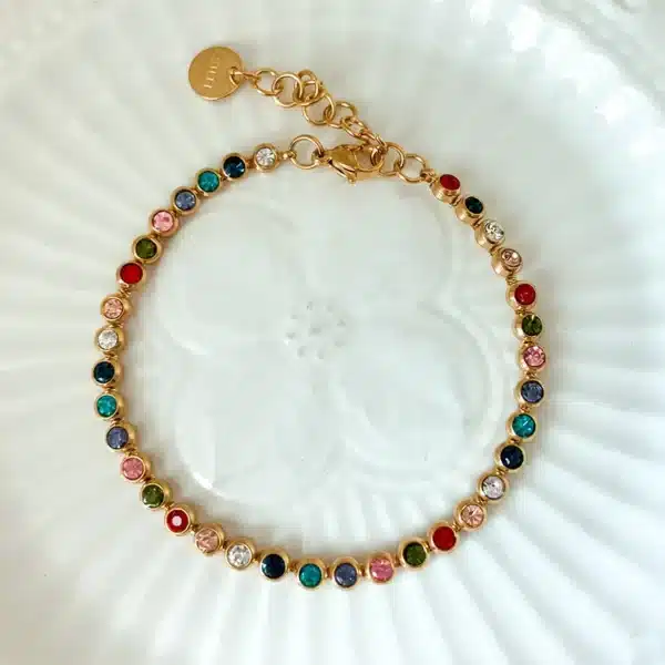 Rainbow Stone Gold Bracelet